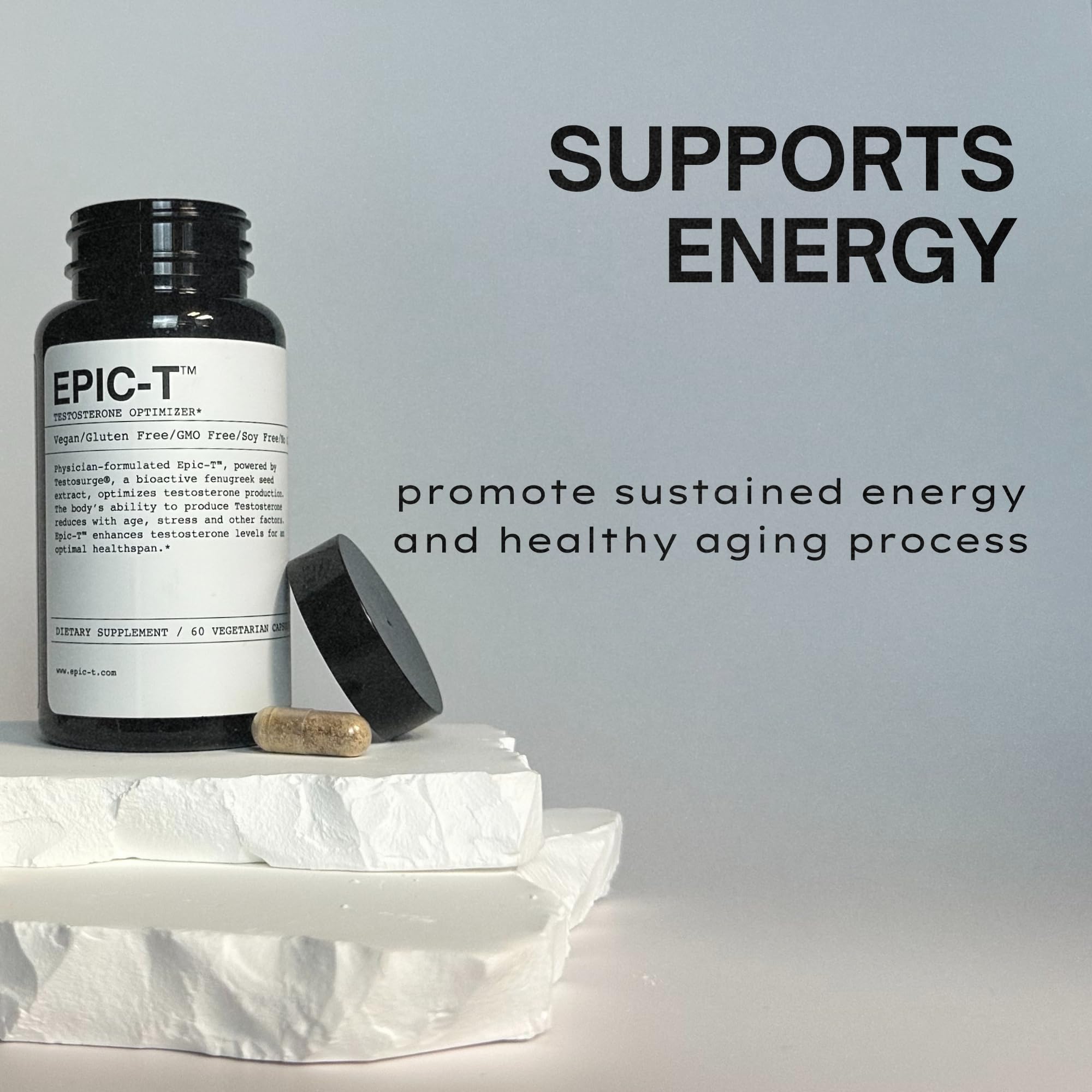 EPIC-T ingredients visual emphasizes plant-based blend and balance.