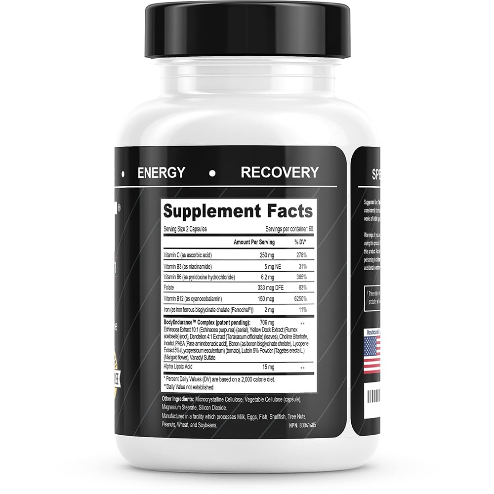 Close-up of EPO-Boost capsules emphasizing iron and plant-based energy ingredients.