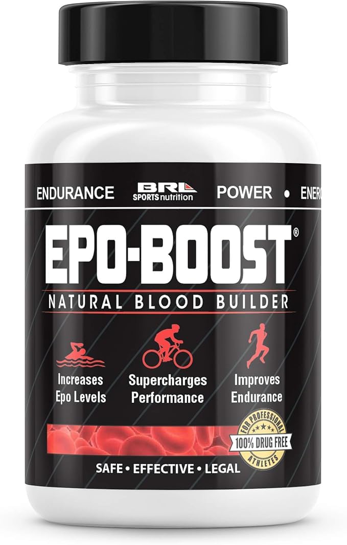EPO-Boost bottle front label highlighting natural blood support for endurance.