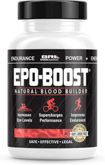EPO-Boost bottle front label highlighting natural blood support for endurance.