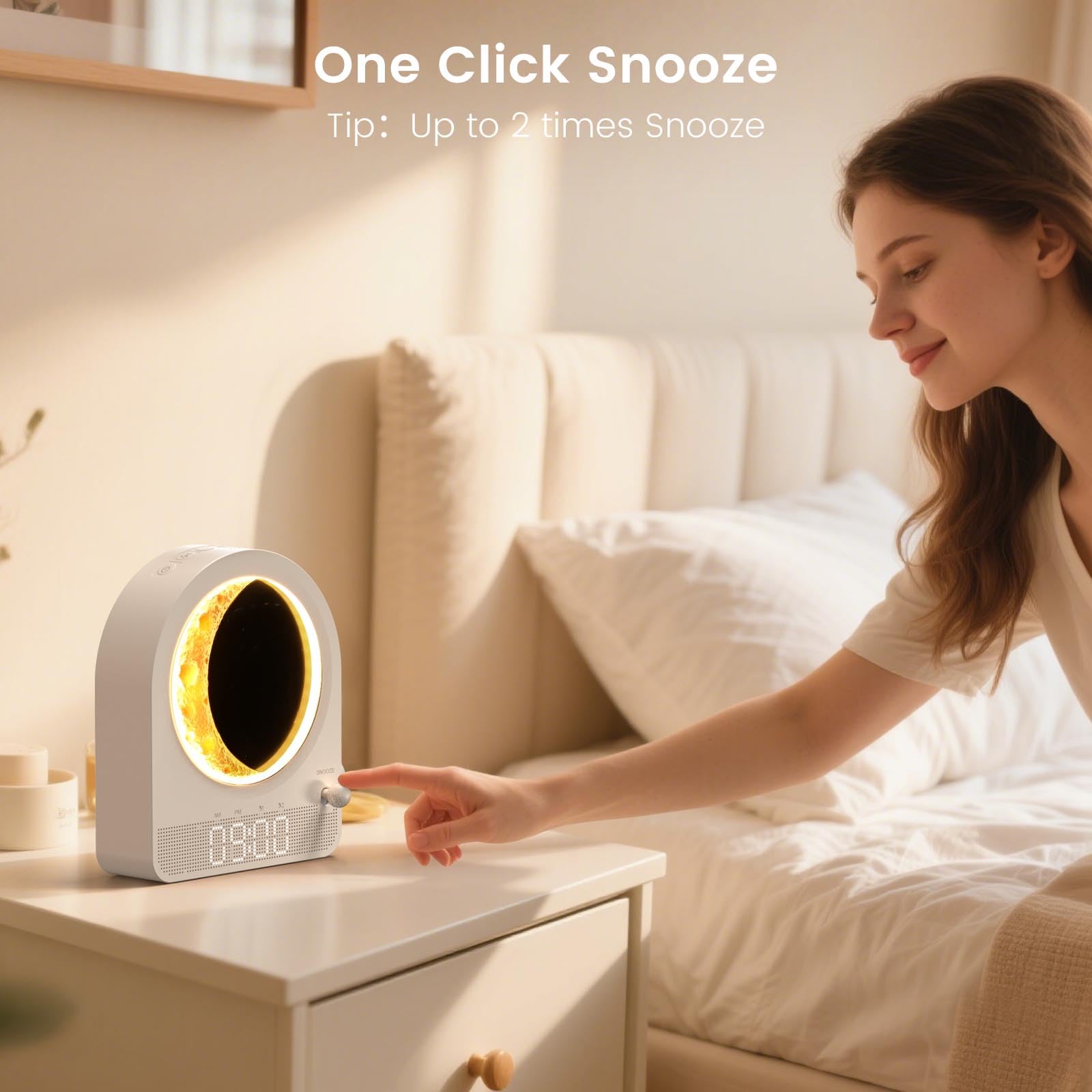 Epochleno Sunrise Alarm Clock countdown timer with 30/60/90 minutes auto-shutoff.