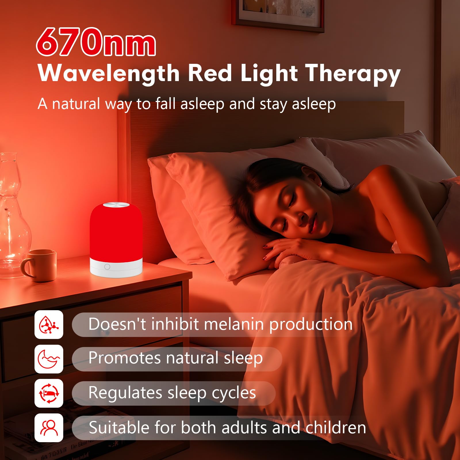 EPOE 670nm red light wavelength ambiance for relaxed bedtime routine