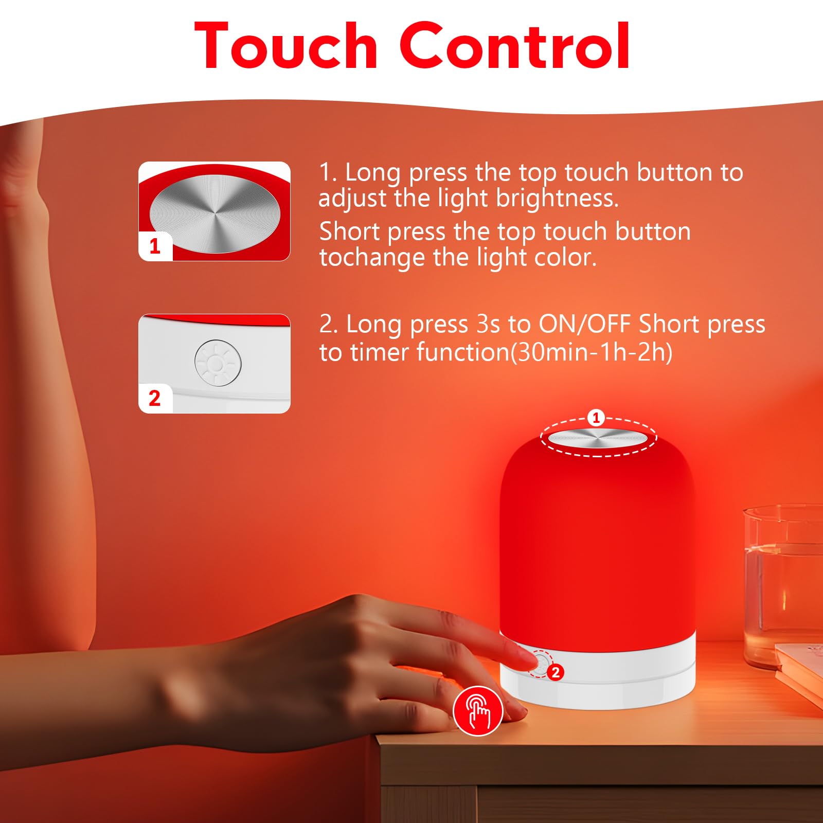 EPOE remote control glow enables hands-free night light and timer use