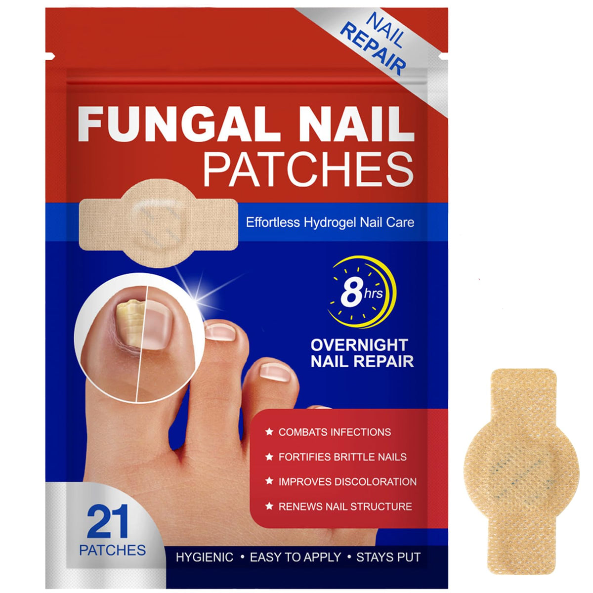 Eqimznv 21Pcs fungal nail patches pack safely protects and treats damaged nails