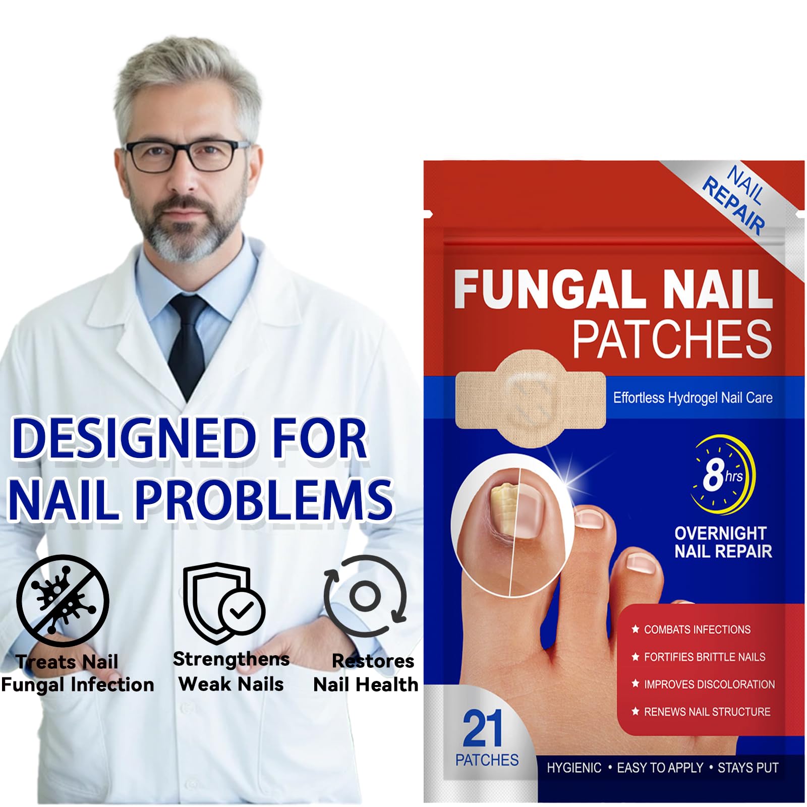 Eqimznv invisible nail patch wear blends with nails for discreet care