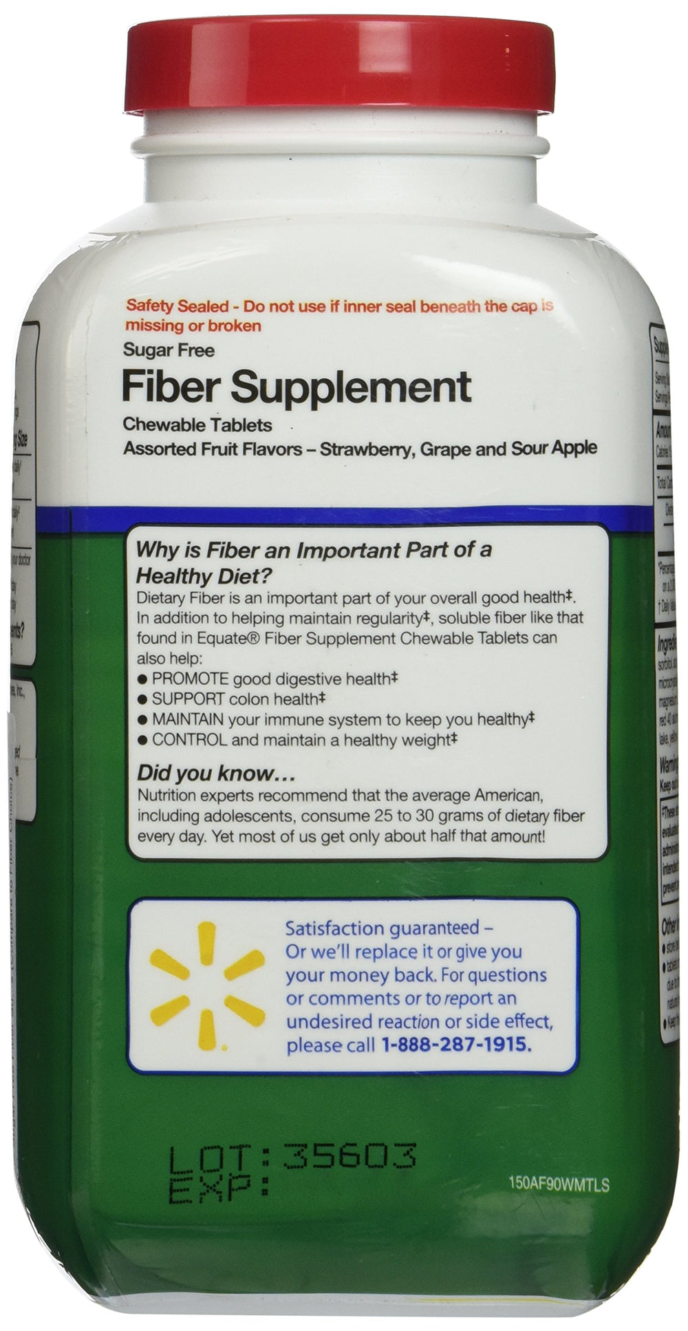 Equate Fiber Supplement chewables close-up with assorted fruit flavors