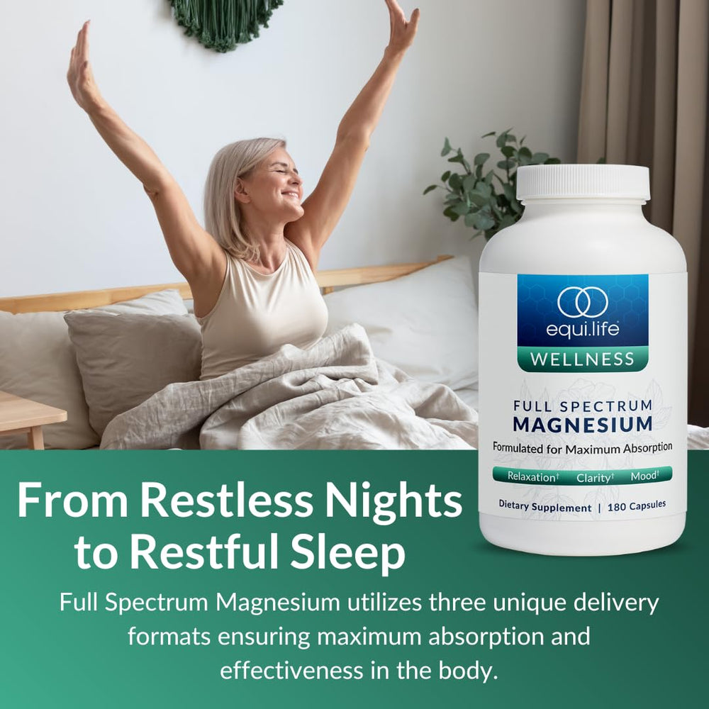 Equilife full-spectrum magnesium blend packaging highlights multi-form formula.