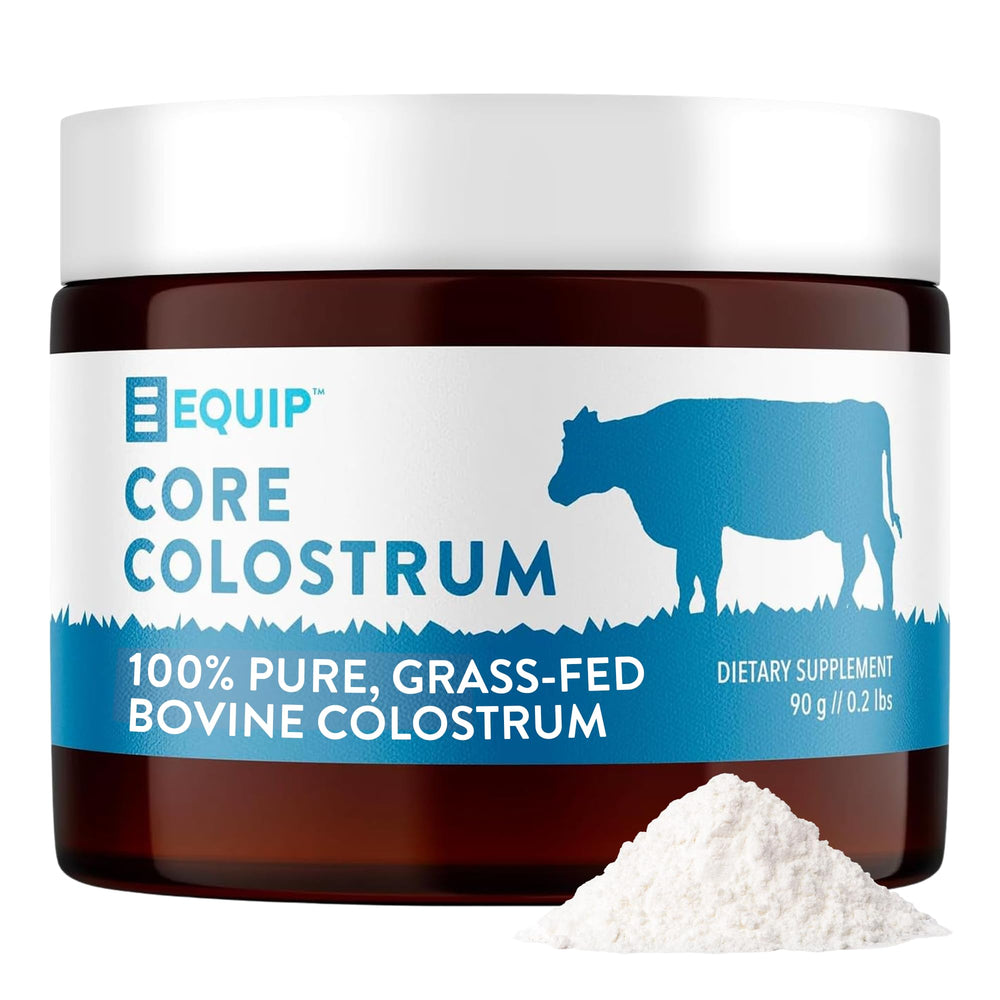 Equip Core Bovine Colostrum jar front view highlighting grass-fed formula and purity