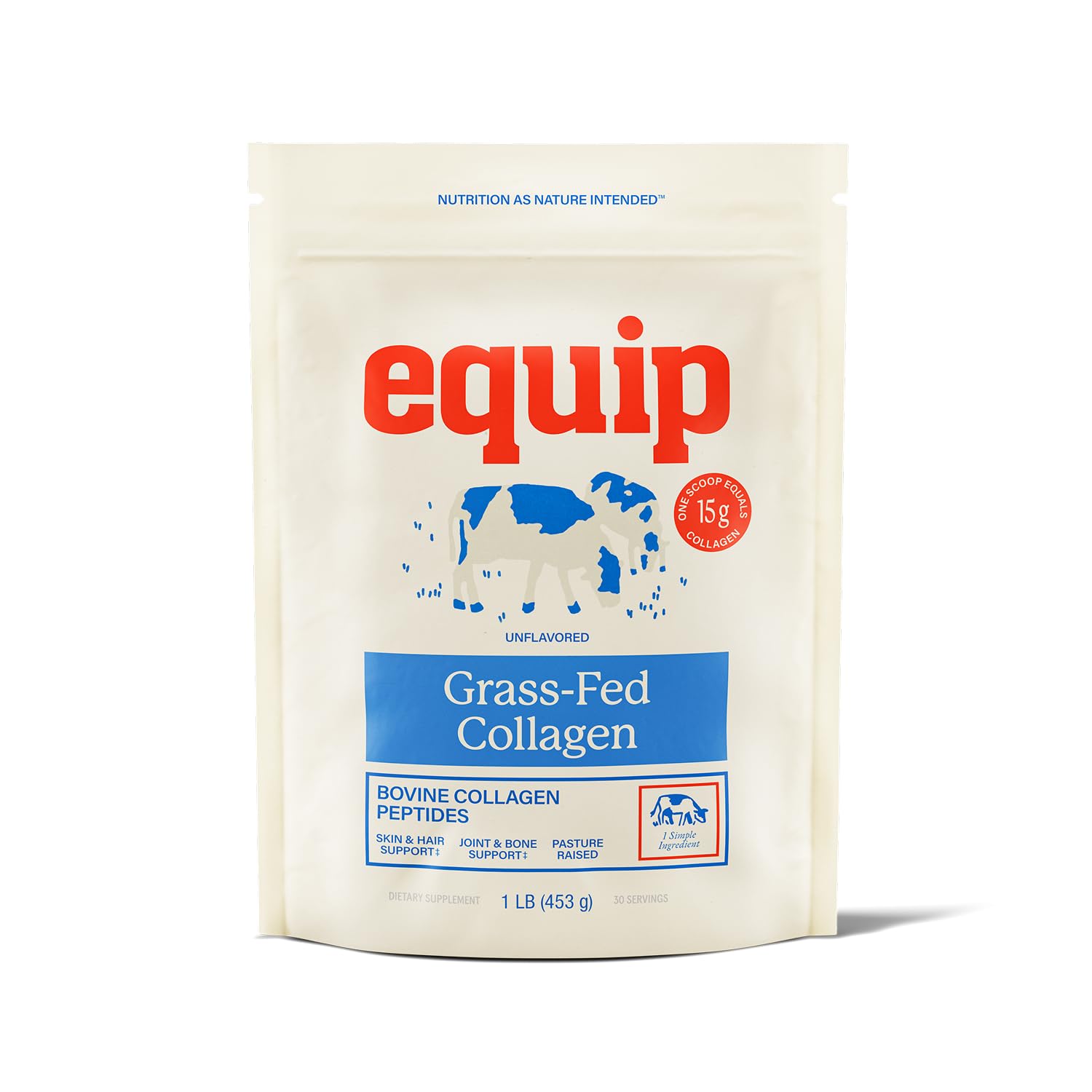 Equip Grass-Fed Collagen Powder bottle for easy daily use and joint support.