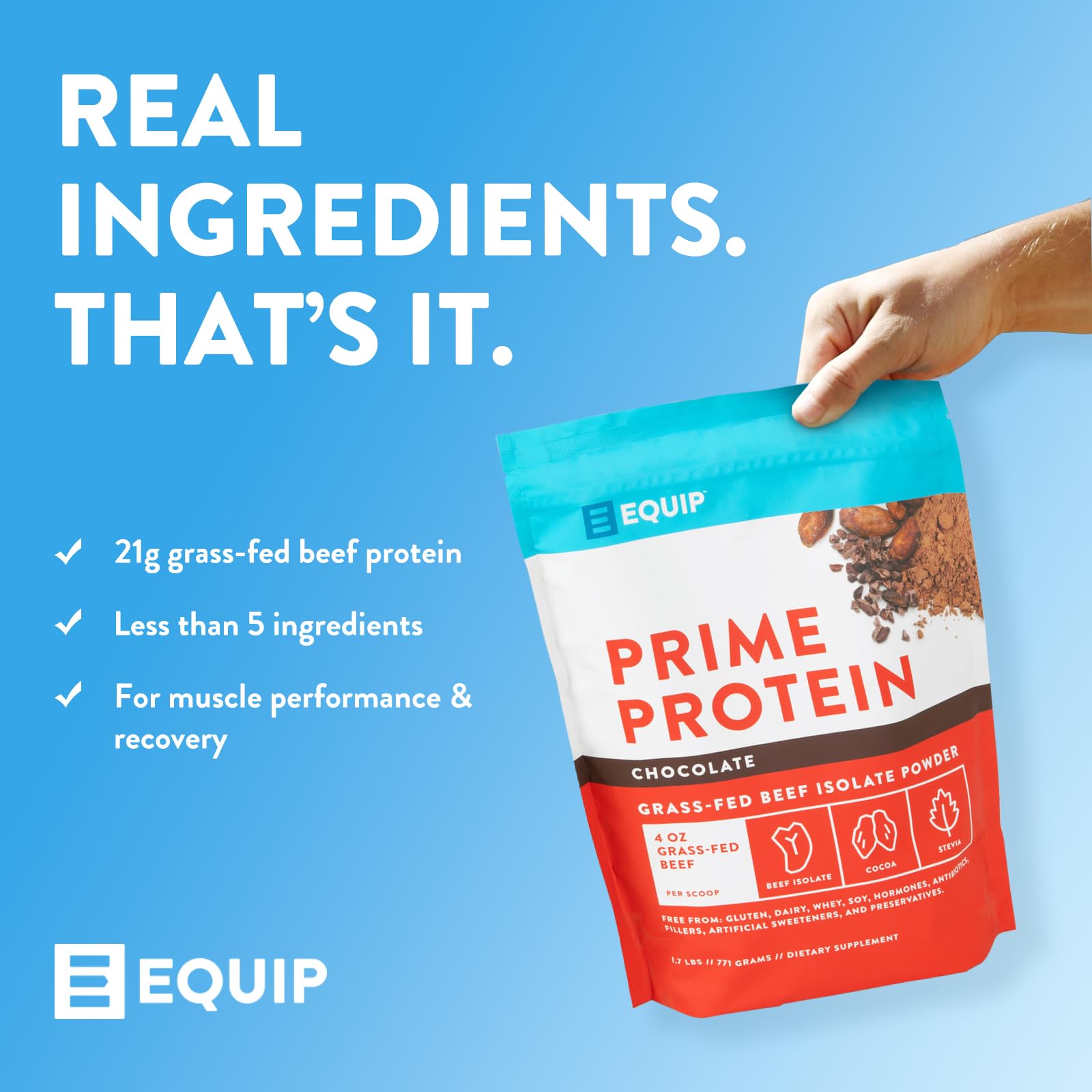 Chocolate flavor drink prepared with Prime protein for a dessert-like shake.
