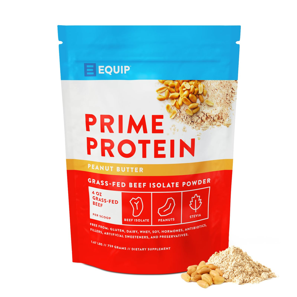 Equip Prime Protein Powder peanut butter tub for keto-friendly shakes