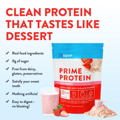 Equip Prime Protein Powder being poured into a glass for a post-workout boost.