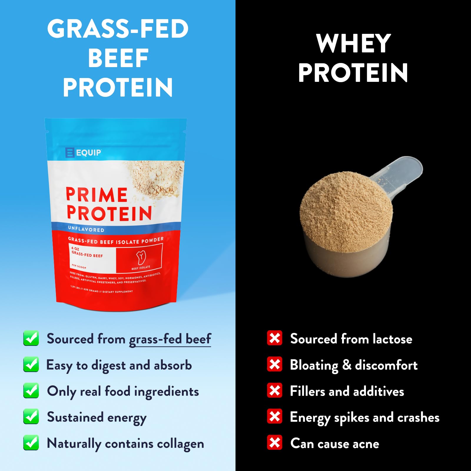 Equip Prime Protein Powder shake bottle ready for post-workout recovery.