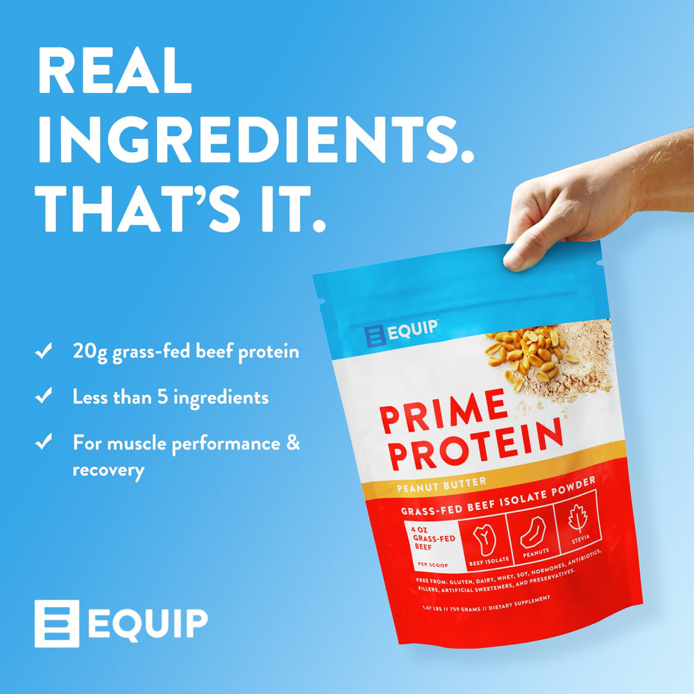 Equip Prime Protein Powder strawberry flavor shake for a refreshing fruity option