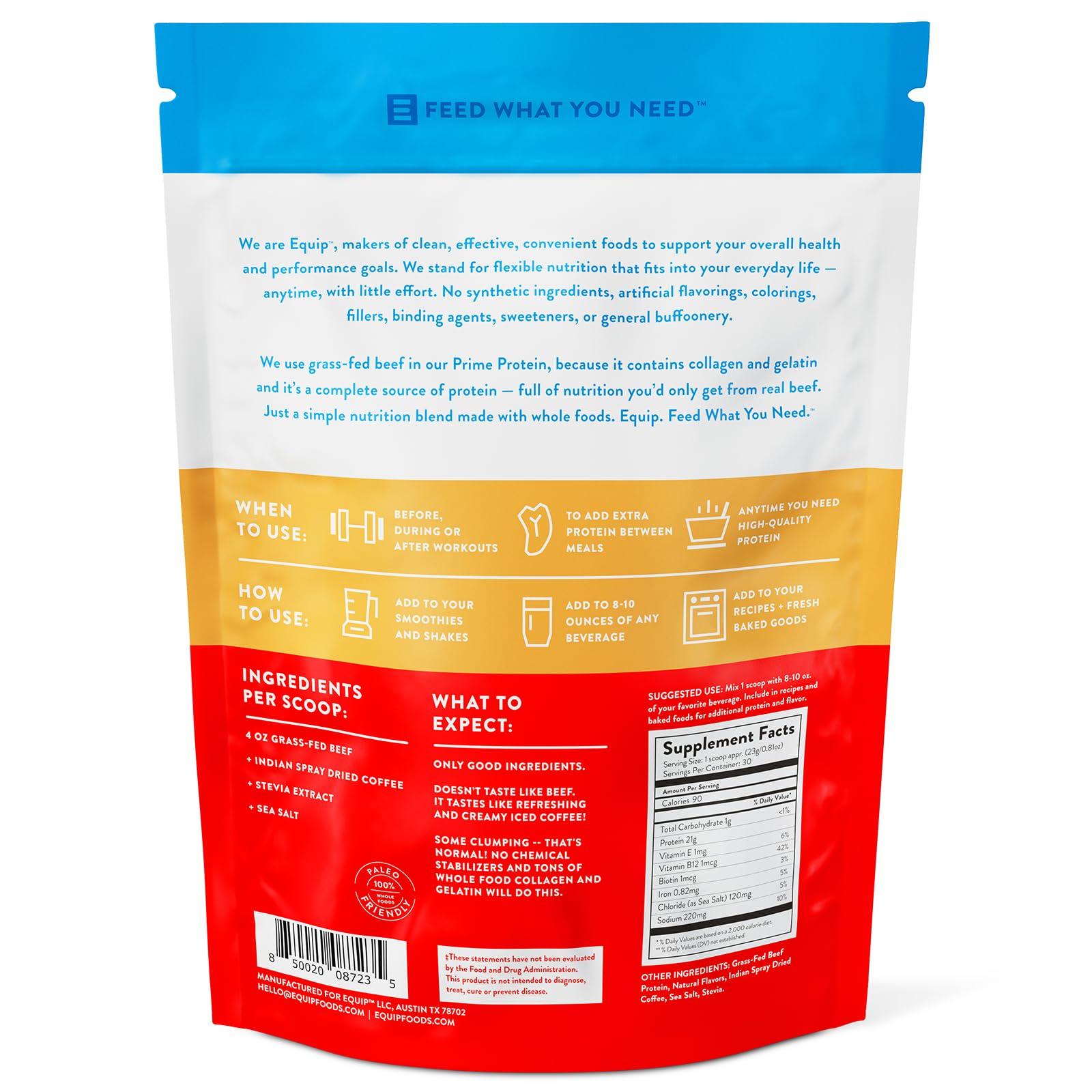 Equip Prime Protein Powder unflavored tub adapts to any recipe