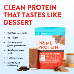 Prime protein scoop indicating precise serving size for daily use.