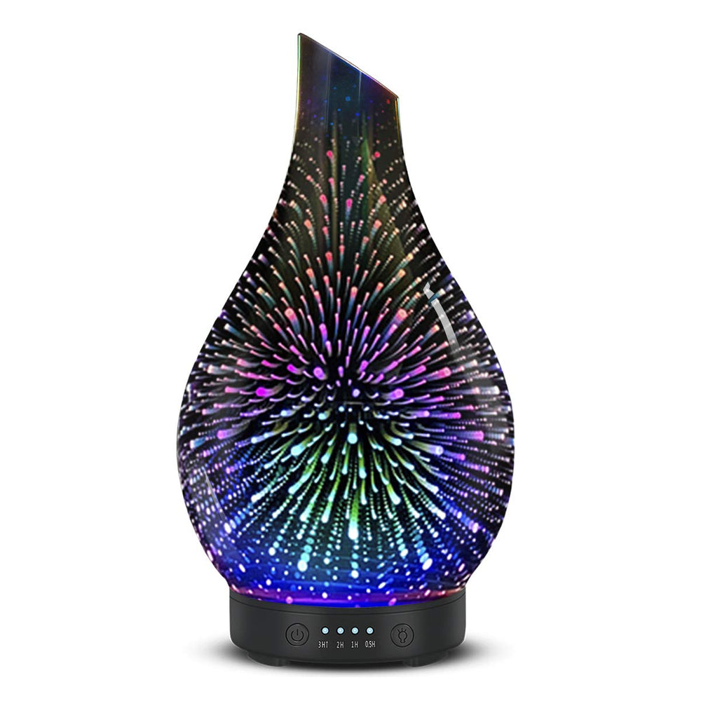 EQUSUPRO essential oil diffuser with glass cover and firework pattern for elegant decor