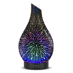 EQUSUPRO essential oil diffuser with glass cover and firework pattern for elegant decor