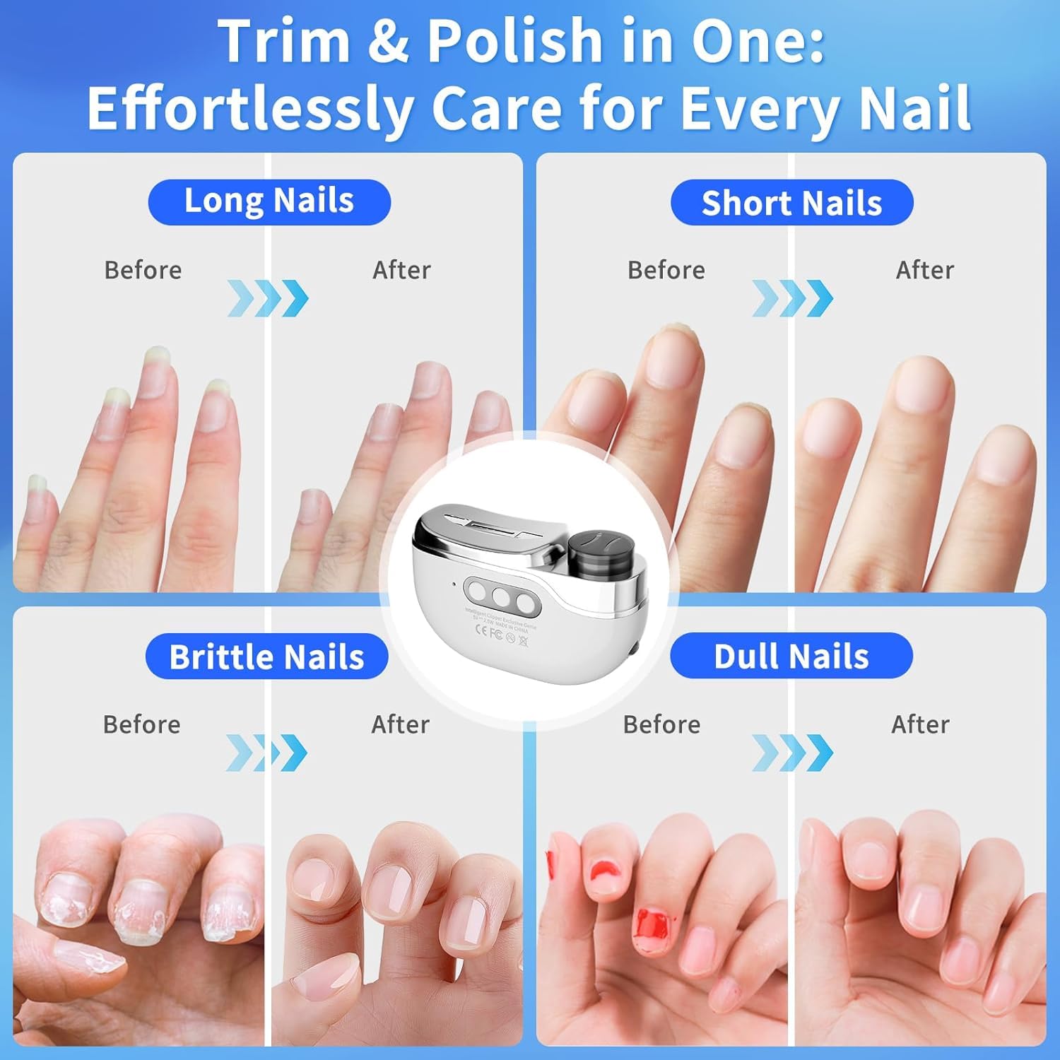 ERDFCV LED illumination helps visibility while clipping nails