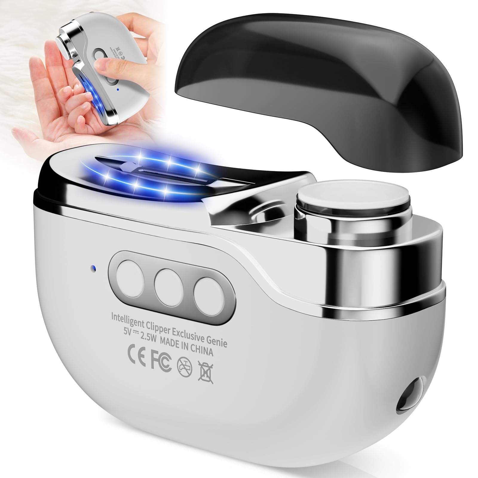 ERDFCV Automatic Nail Clipper with LED light for precise trimming in low light