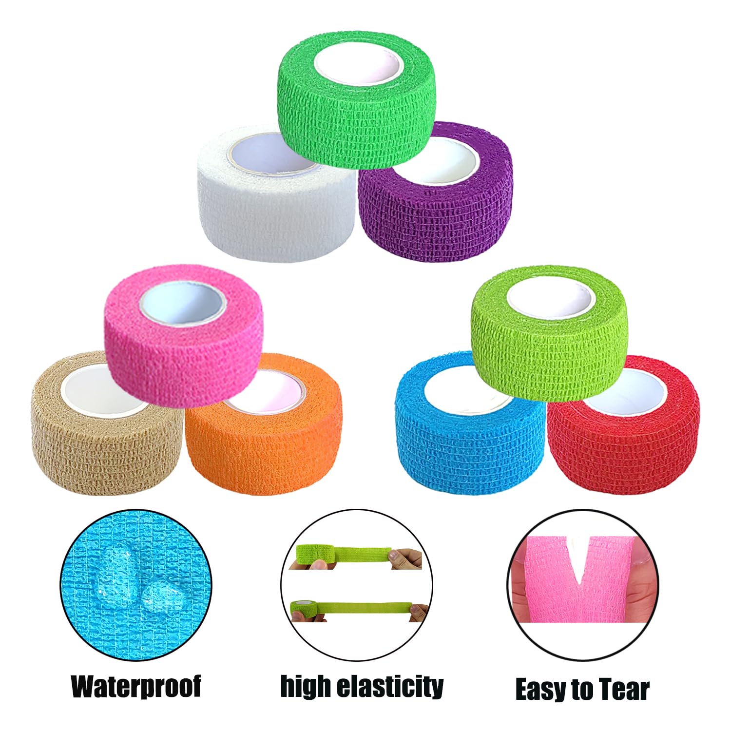 Erewa strong self-adhesive wrap sticks to itself, stays in place.