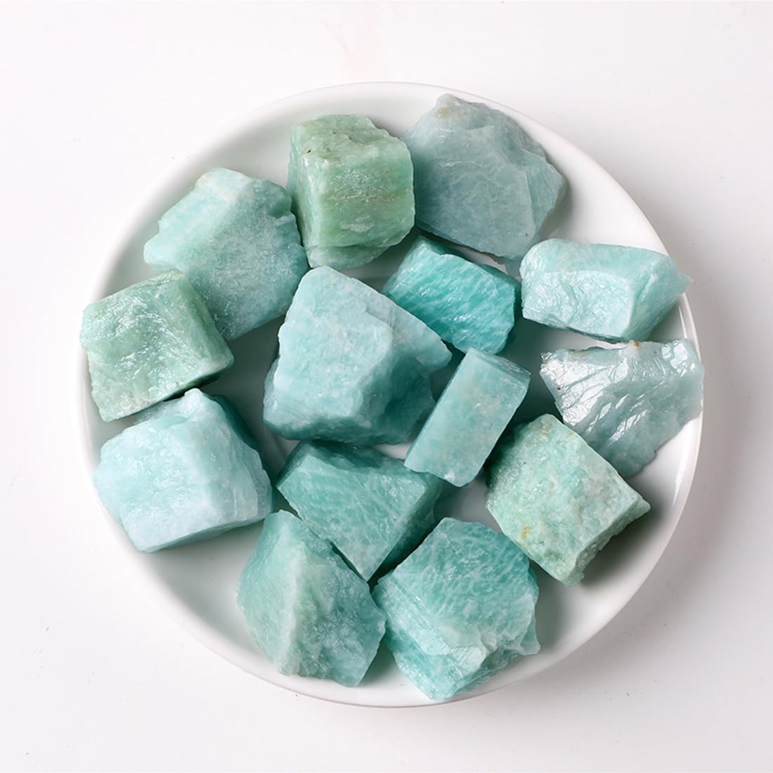 Erliway Amazonite raw crystal for tumbling projects with natural color and luster