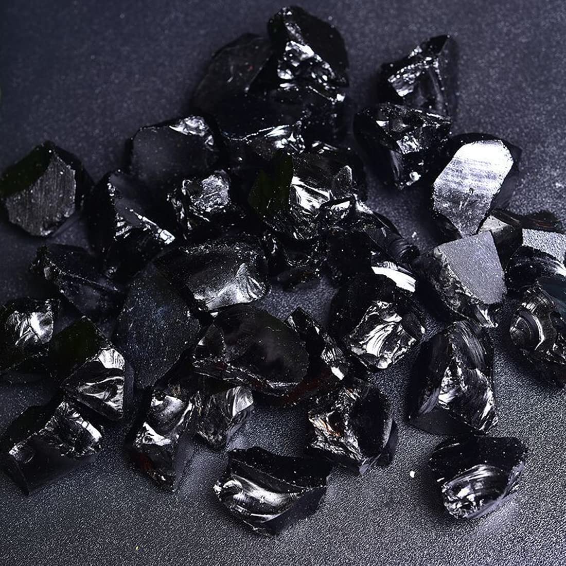 1.25-2 inch Erliway Black Obsidian illustrating natural size for jewelry making