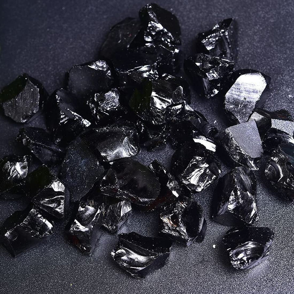 1.25-2 inch Erliway Black Obsidian illustrating natural size for jewelry making
