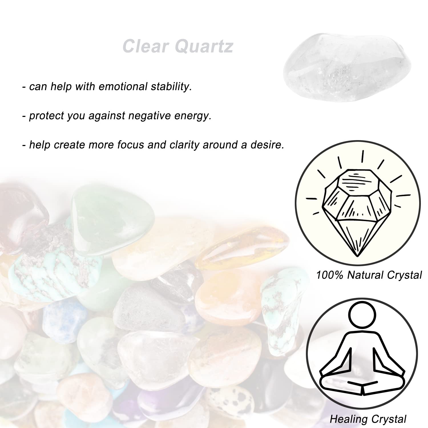 Erliway Chakra Balance Clear Quartz Stone helps harmonize spaces.