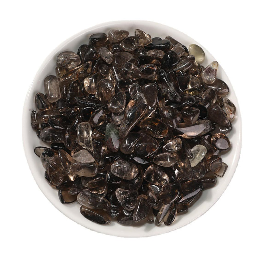 Erliway smoky quartz chips closeup, highlighting natural luster for crystal grids.