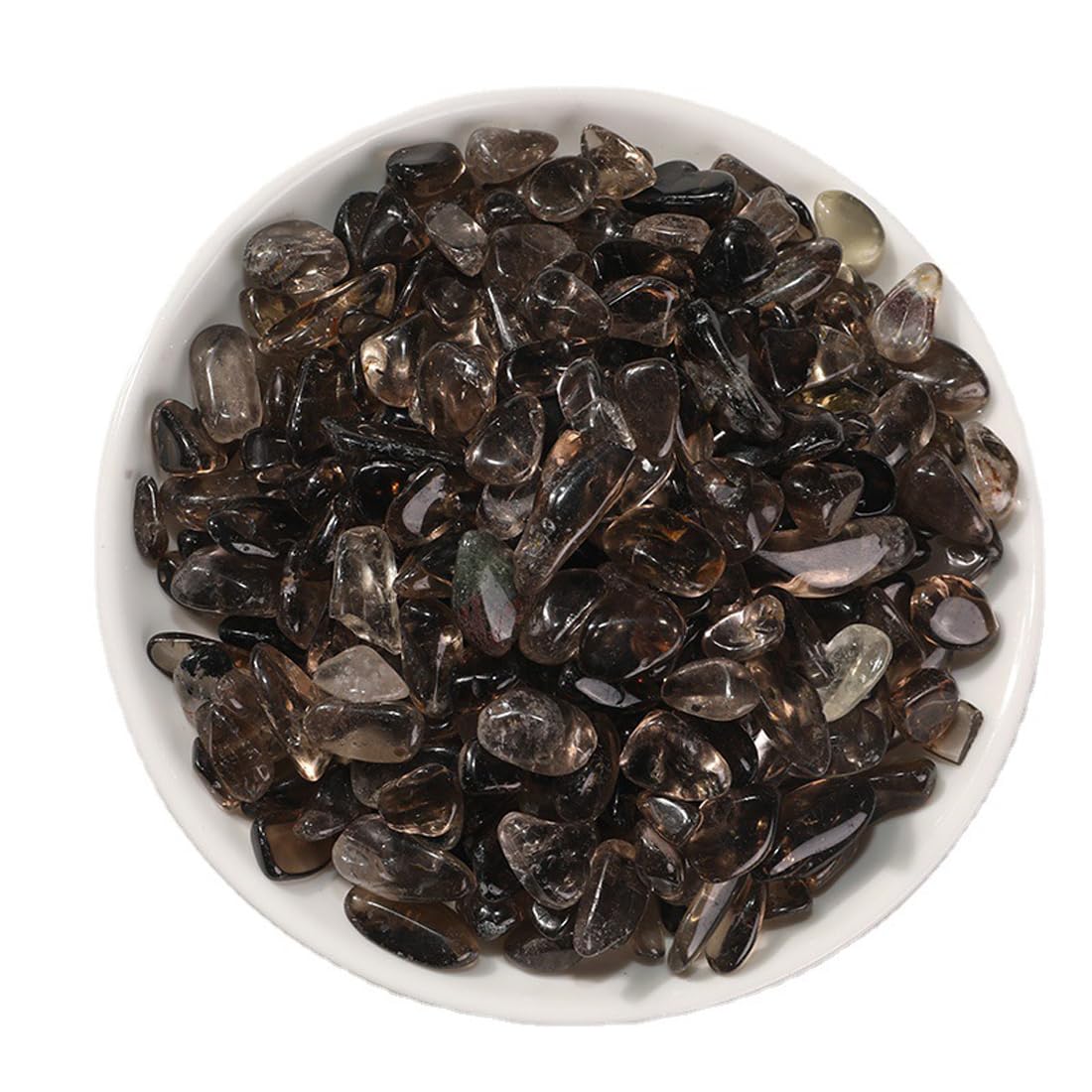 Erliway smoky quartz chips closeup, highlighting natural luster for crystal grids.