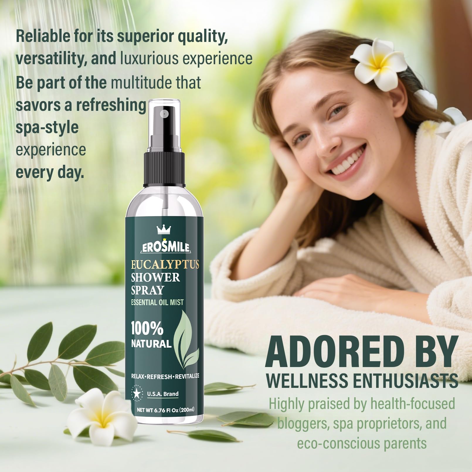 EROSMILE natural eucalyptus shower mist for home spa oasis and wellness