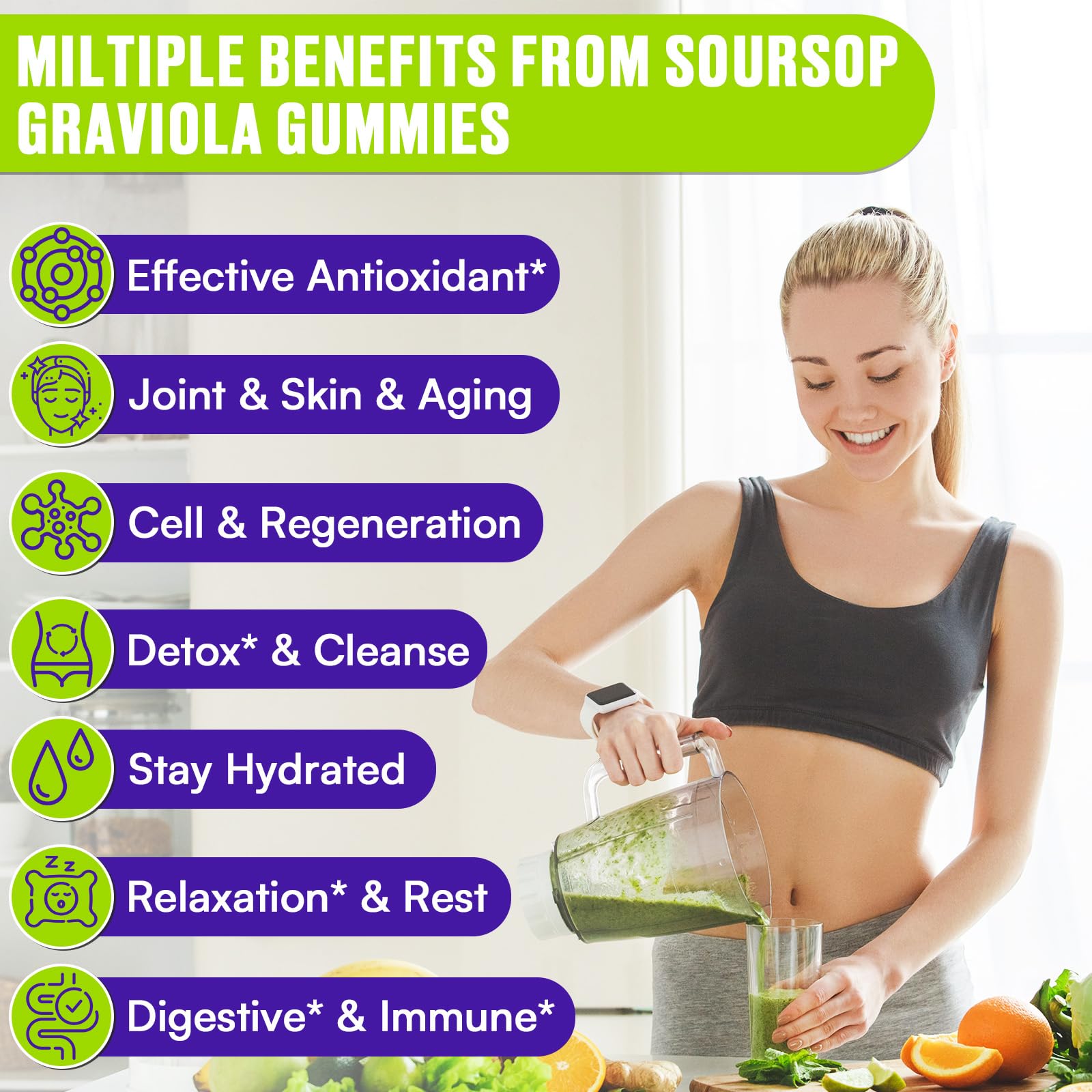 Esffchit Soursop Gummies pack – easy two-per-day routine for overall wellness.