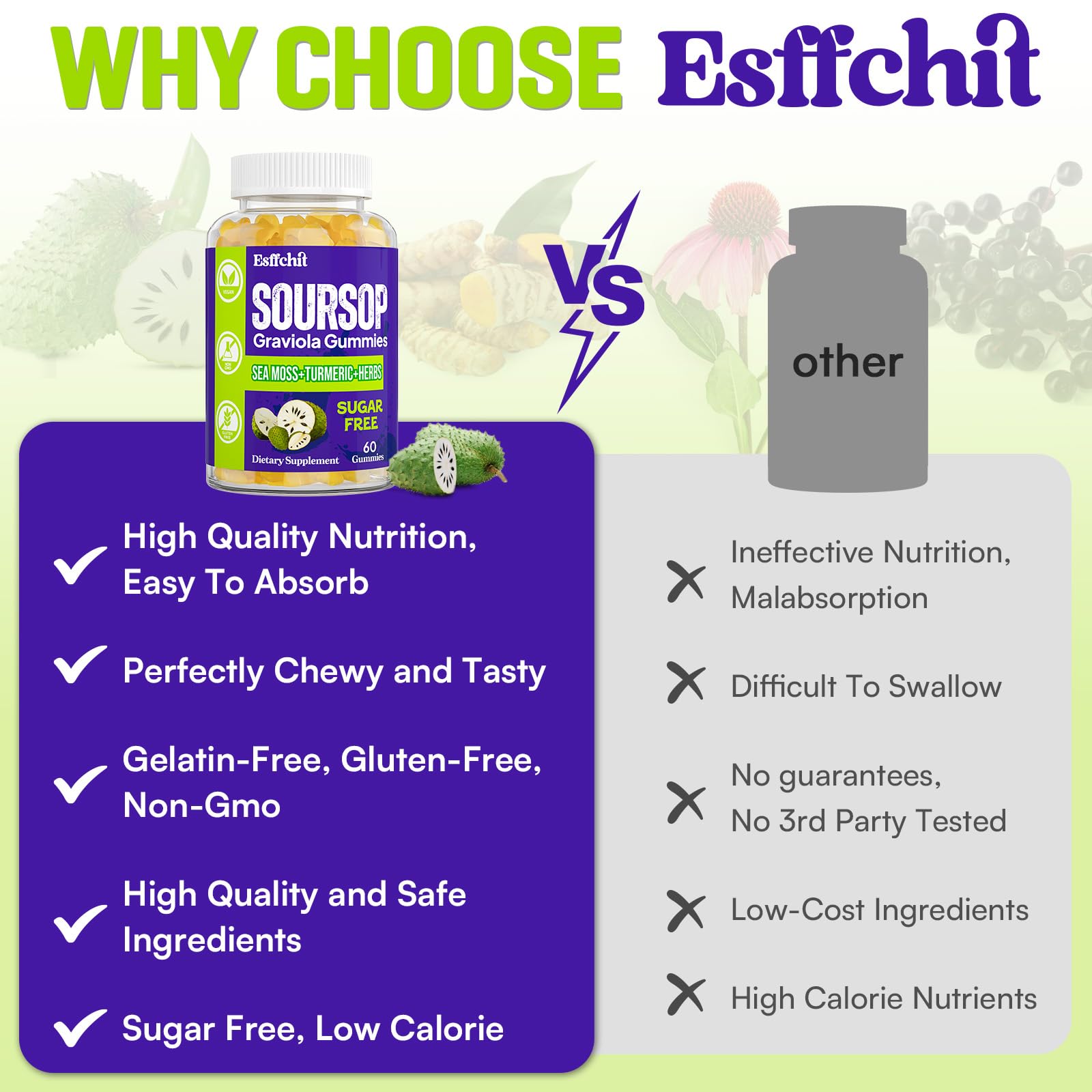 Esffchit Soursop Gummies sea moss – sea moss blend rich in minerals and vitamins.