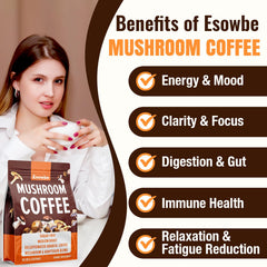 Esowbe decaf Arabica coffee pour emphasizes smooth taste with reduced caffeine jitters.