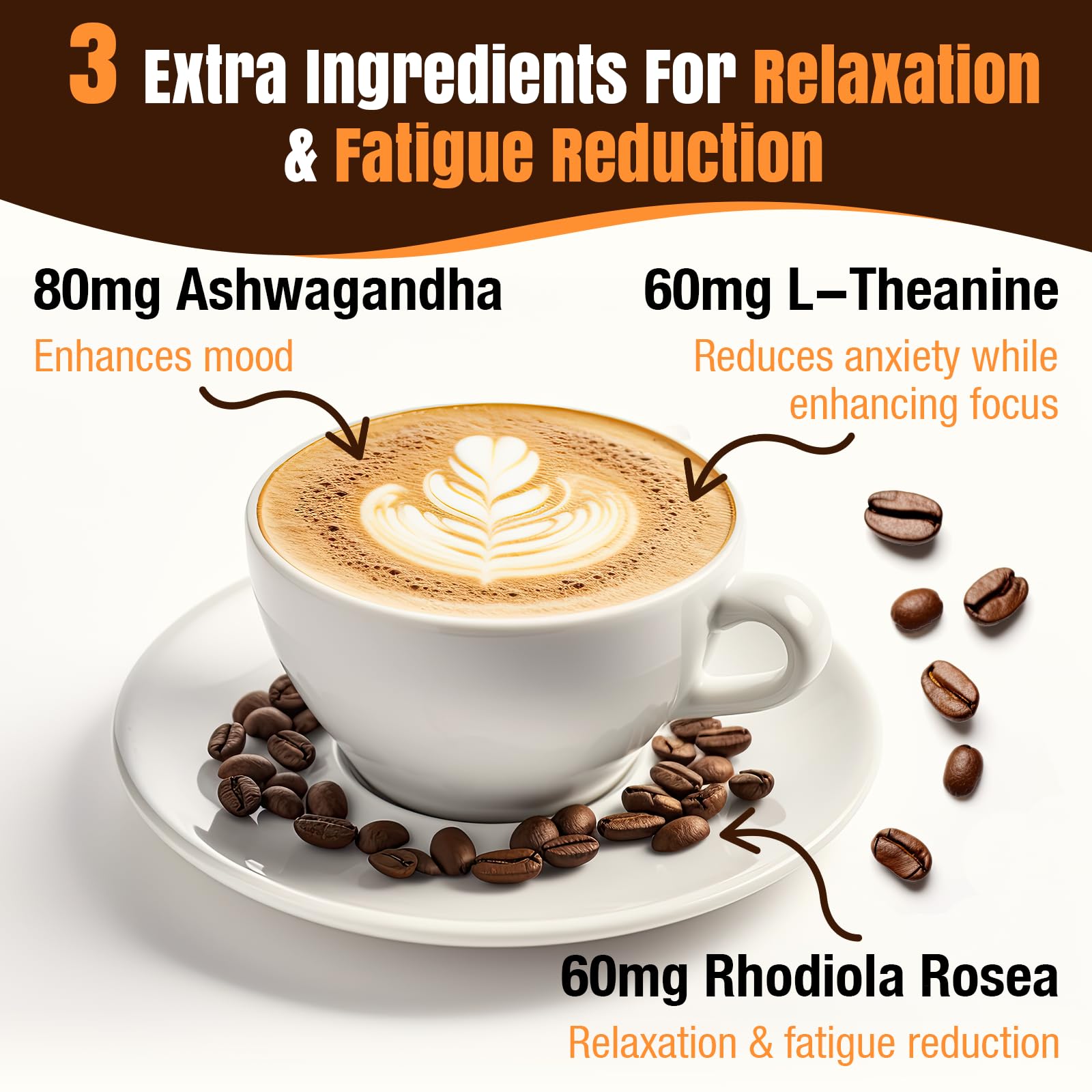 Esowbe immune-mood support ingredients label highlights ginseng and ashwagandha benefits.