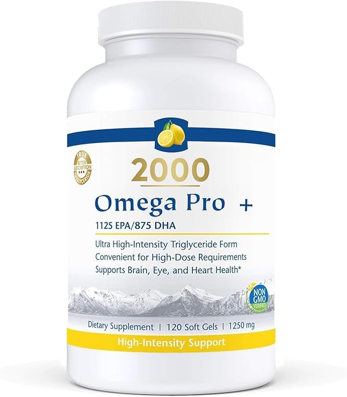 ESSE NUTRITION ProOmega 2000-D bottle with lemon-flavored capsules for daily omega-3 support