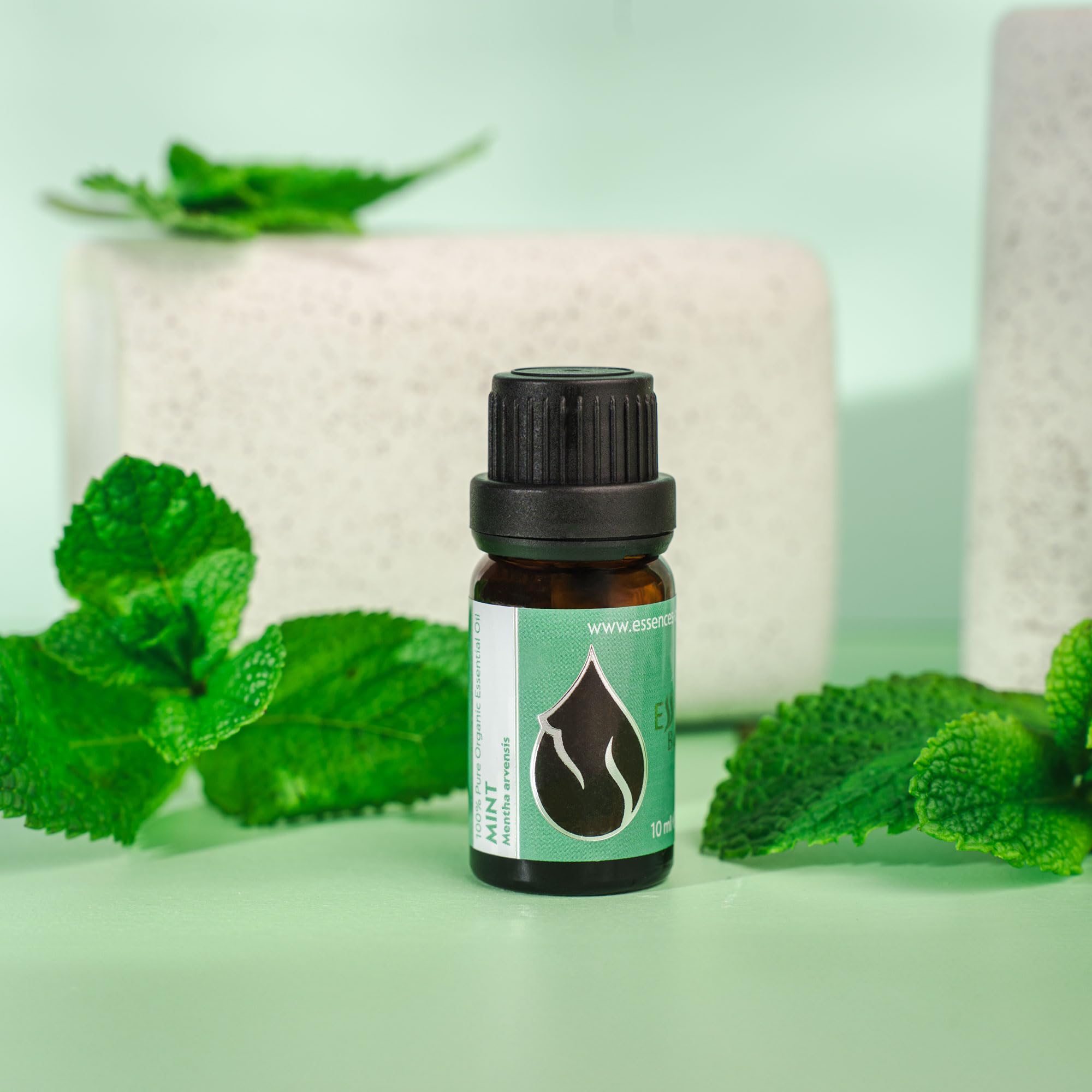 Packaging of Essences Bulgaria mint essential oil emphasizes origin and purity.