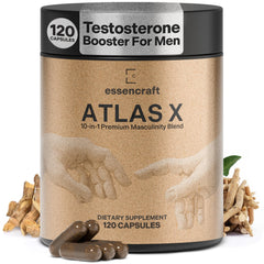 Essencraft Atlas X bottle front signaling energy and stamina support.