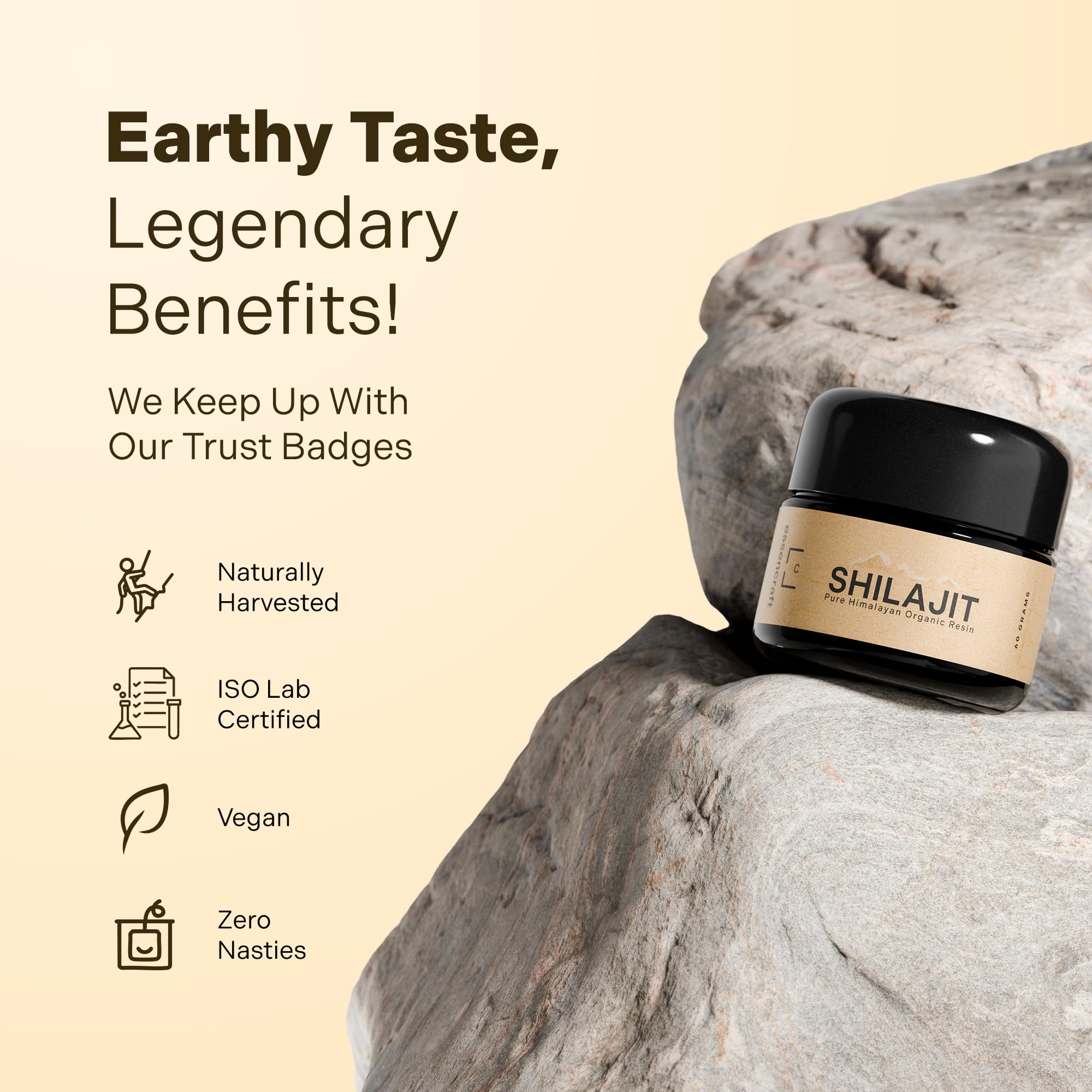 Serving spoon beside label shows 500mg per portion for daily use.