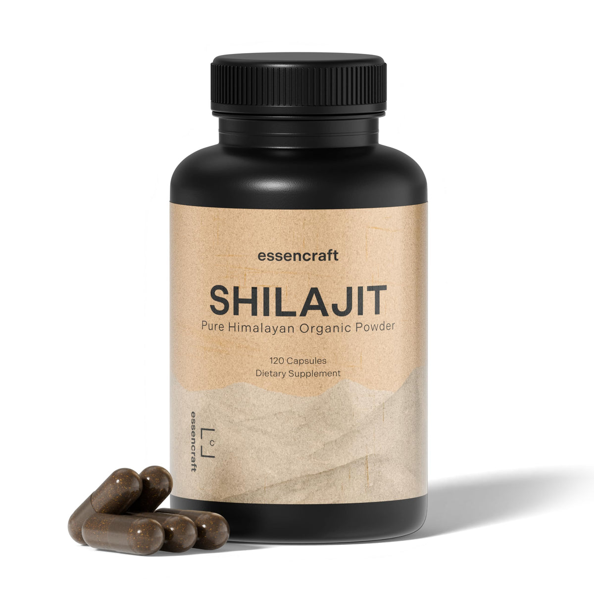 Essencraft Shilajit resin bottle pour shows convenient serving for daily energy support.