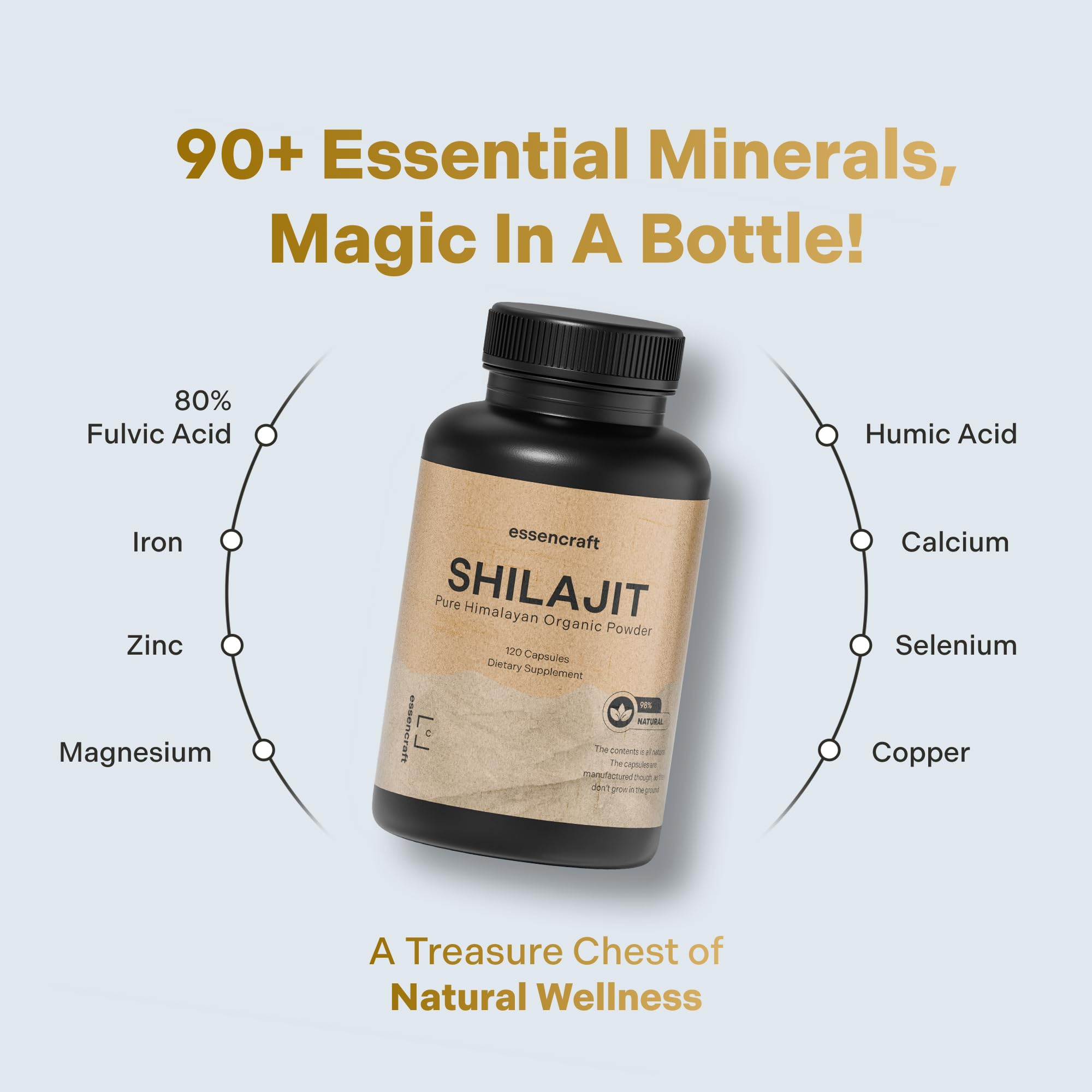 Essencraft Shilajit resin Himalayan mountains backdrop underscores wild-harvest origin.