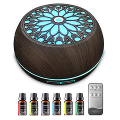 550ml large capacity essential oil diffuser in dark wood grain for calming ambiance