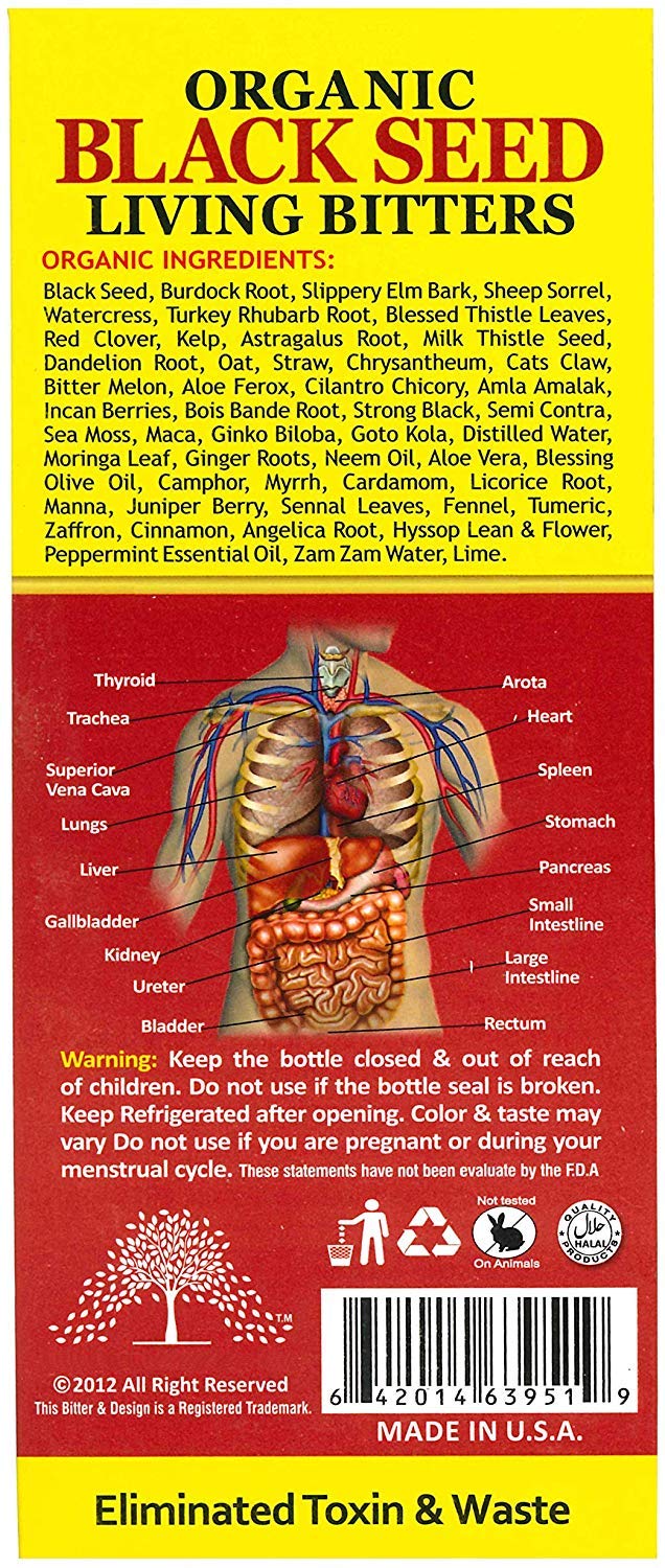 Essential Palace Organic Detox bottle label closeup emphasizing origin and purity.