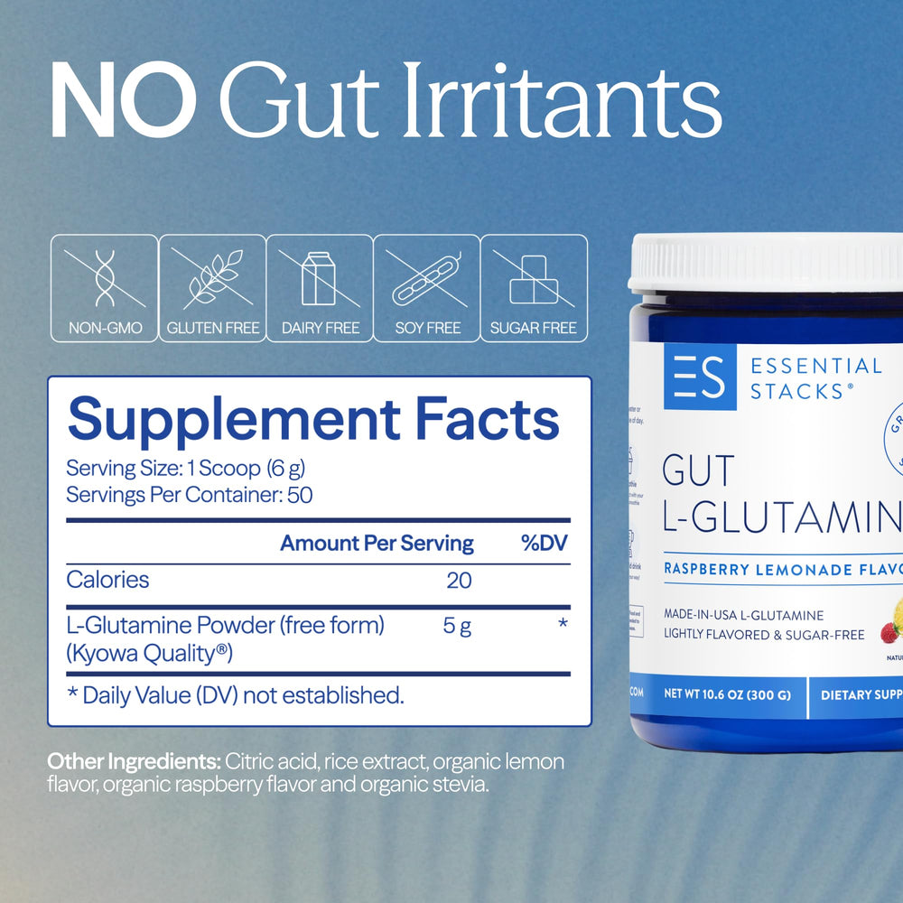 Essential Stacks Gut L-Glutamine Powder plant-based ingredients appeal to vegans.