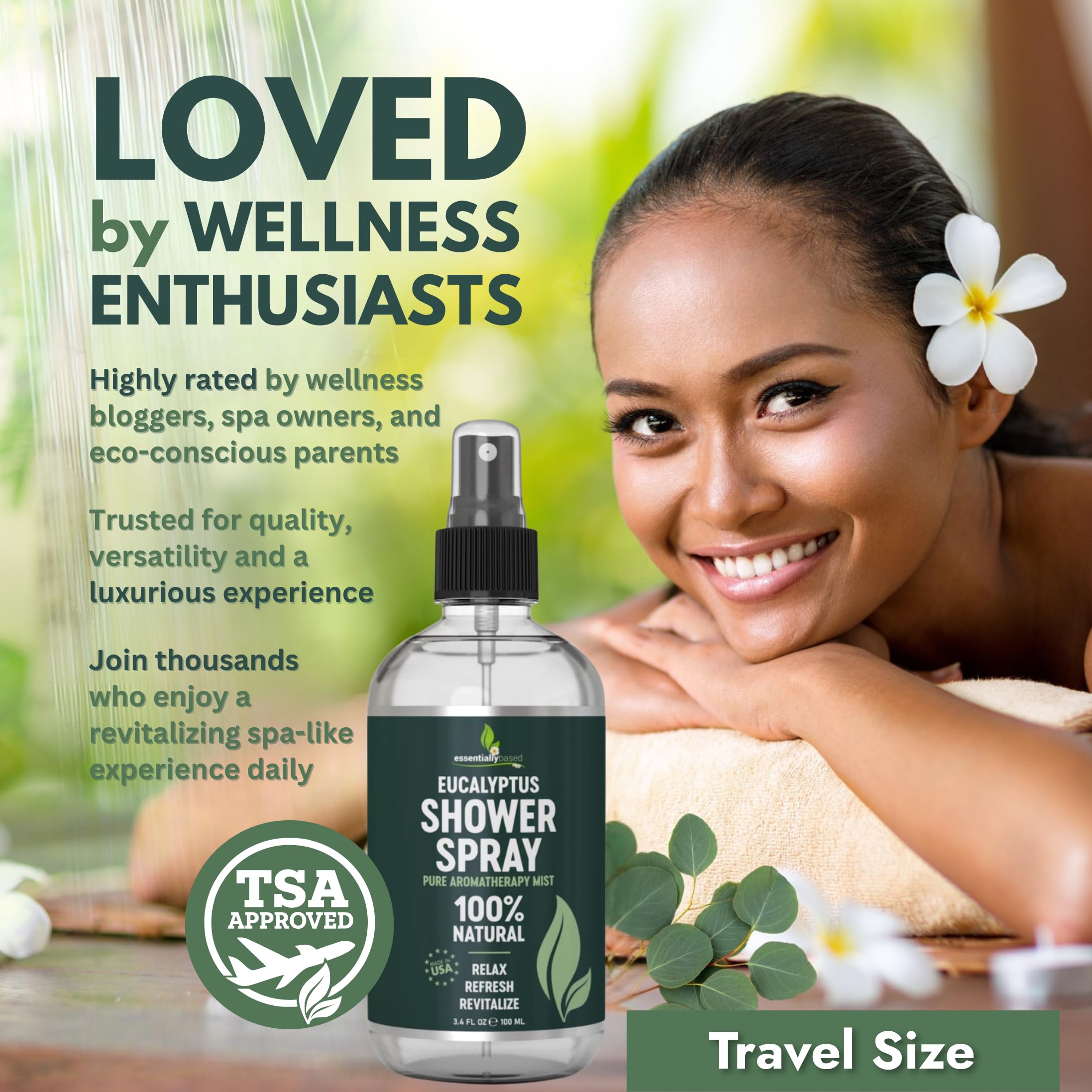 EssentiallyBased made-in-USA eucalyptus oil bottle highlighting quality packaging.