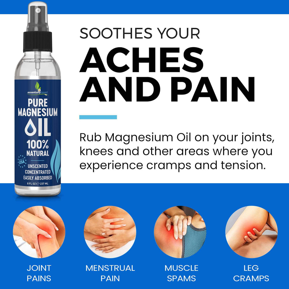 Applying EssentiallyBased magnesium spray to shoulders for a calming feel