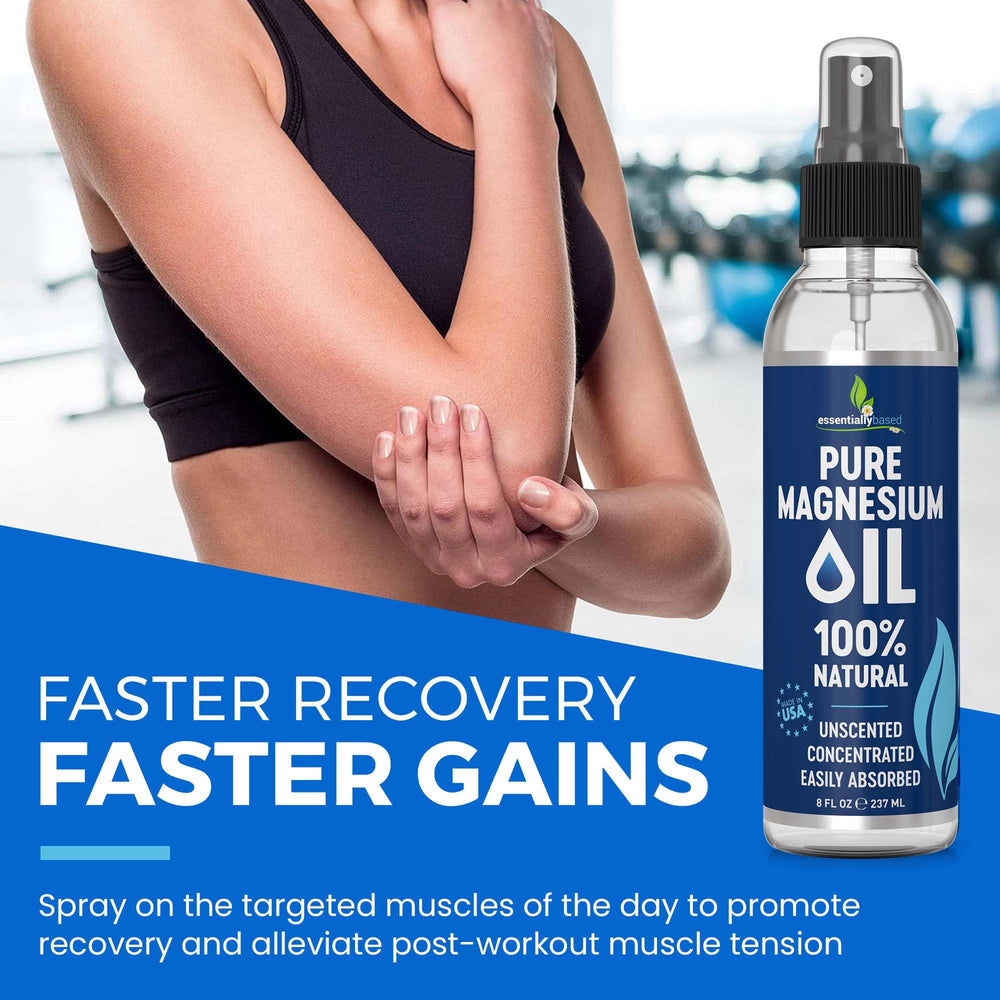 Light, quick-drying feel of EssentiallyBased magnesium oil on skin