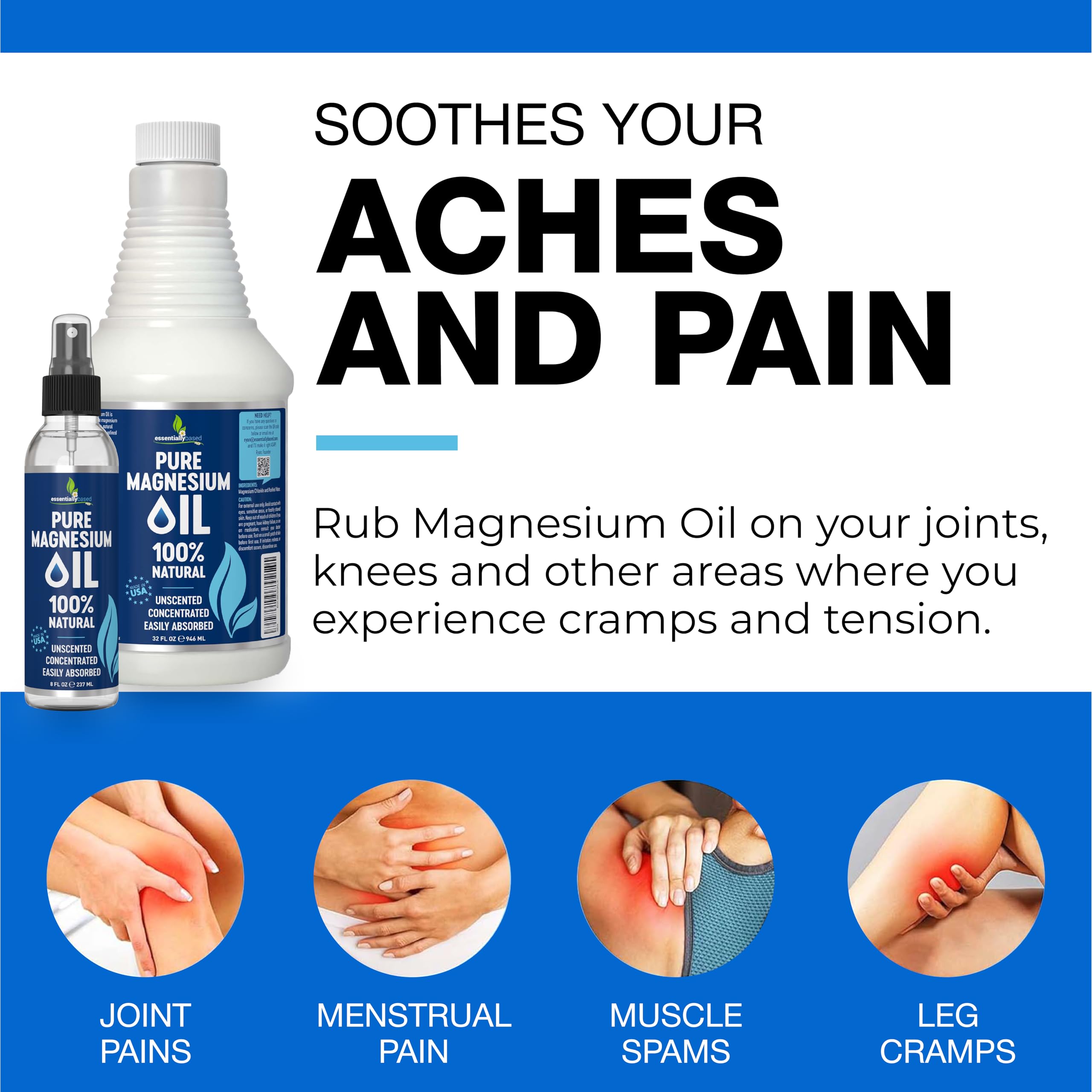 EssentiallyBased Pure Magnesium Oil Spray mist on arm shows easy skin absorption.