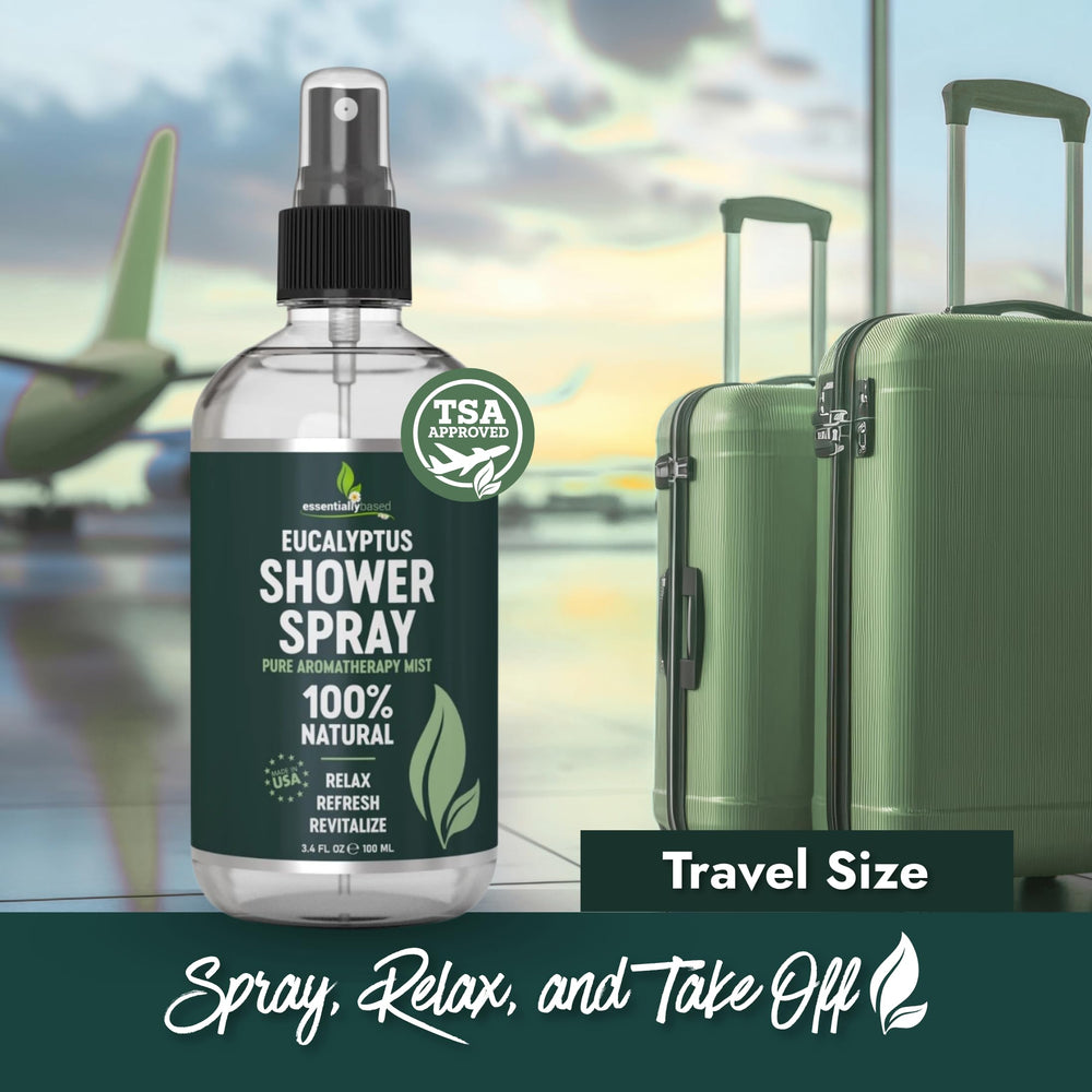 EssentiallyBased travel-size eucalyptus spray ready for on-the-go freshness.
